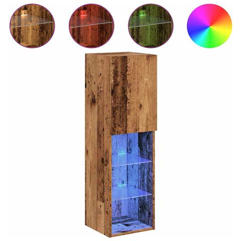 Mobili Porta TV con Luci LED 2 pz Legno Antico 30,5x30x102 cm - Foto 1