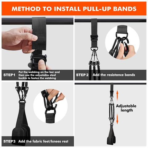 Fascia Per Trazioni / Trazioni Con Fascia Per Allenamento - Ausilio Per Trazioni Per L'allenamento Della Forza Black 240 Libbre - Foto 8