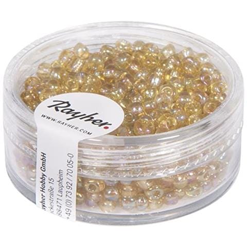 17 Grammi - Perline In Vetro Rotonde Trasparenti Lustrate Foro Ø2,6mm - Colore Oro - Foto 1