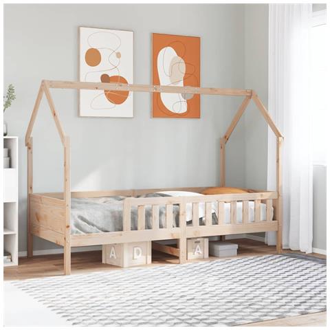 Giroletto Casetta Per Bambini 80x200 Cm Legno Massello Di Pino - Foto 1