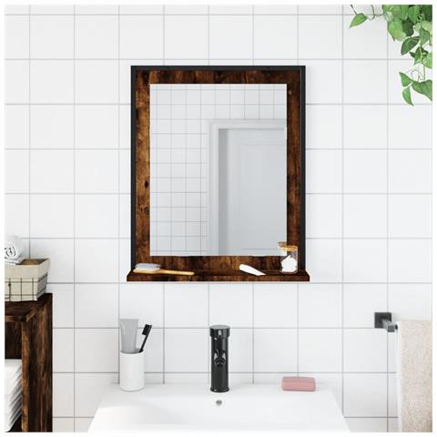 Specchio Bagno Con Ripiano Rovere Fumo 50x12x60 Cm Multistrato - Foto 3