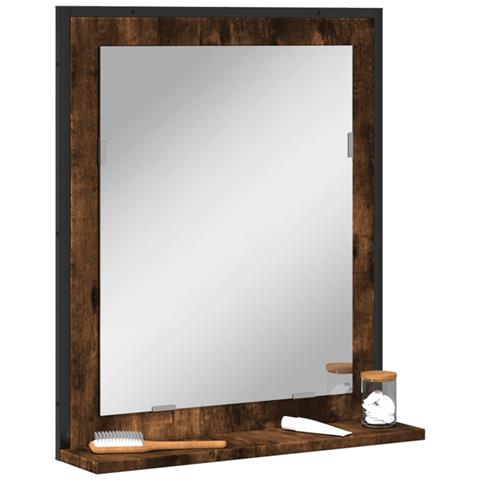 Specchio Bagno Con Ripiano Rovere Fumo 50x12x60 Cm Multistrato - Foto 1