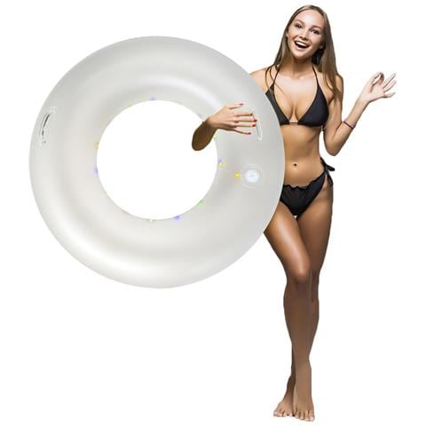 Tappetino Gonfiabile Rotondo Con Luci Led Multicolor. 105 Centimetri. 105x105x46 Cm. Colore: Multicolore - Foto 2