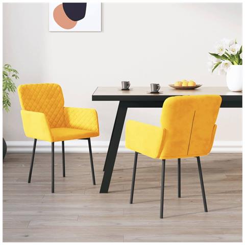 Sedie Da Pranzo 2 Pz Gialle In Velluto - Foto 8