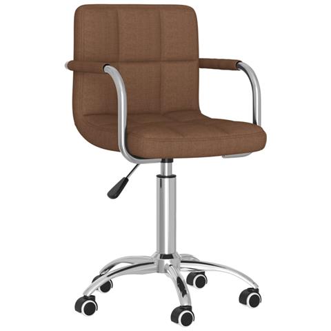 Sedia Da Pranzo Girevole Marrone In Tessuto - Foto 2