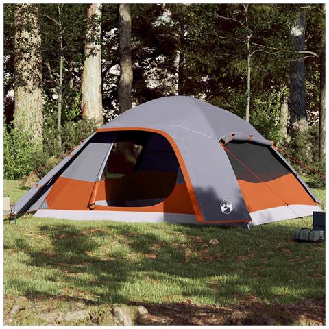 Tenda da Campeggio a Cupola per 6 Persone Grigia Impermeabile - Foto 1