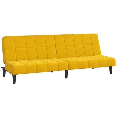 Divano Letto a 2 Posti Giallo in Velluto - Foto 1