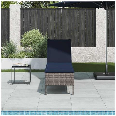 Lettino Prendisole con Cuscino Grigio 55x200x44cm in Polyrattan - Foto 2