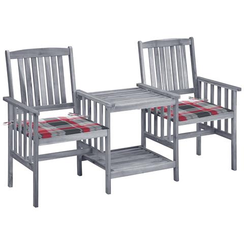 Sedie da Giardino con Cuscini e Tavolino in Massello di Acacia - Foto 1