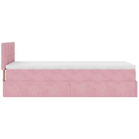 Struttura Letto Pouf con Materasso Rosa 100x200 cm Velluto - Foto 9