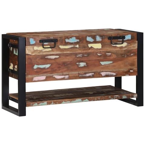 Scatola di stoccaggio multicolore 80x35x45 cm in legno massello di recupero - Foto 1