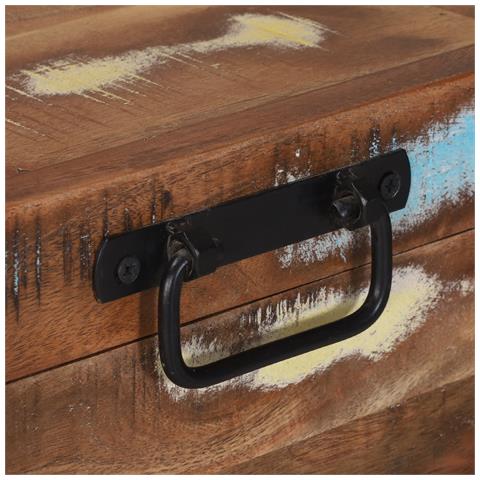 Scatola di stoccaggio multicolore 80x35x45 cm in legno massello di recupero - Foto 9