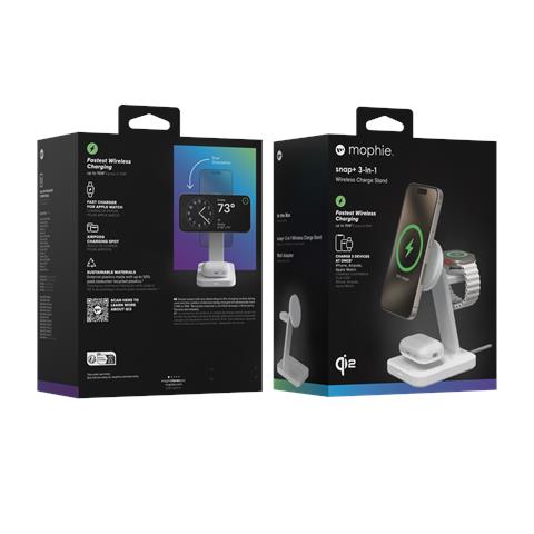 Snap+ 3-in-1 Wireless Charge Stand Auricolare, Smartphone, Orologio intelligente Bianco USB Carica wireless Ricarica rapida Interno - Foto 2