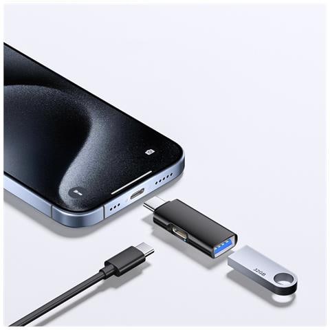Adattatore Otg Da Type-c A Usb 3.0 + Tc Charging, Design Ovale - Trasferimento Dati Ad Alta Velocità E Ricarica Rapida Pd Black - Foto 1