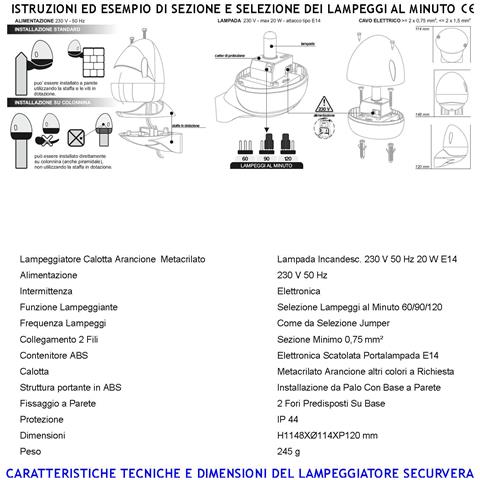 Lampeggiatore Lampada 230 V Da 20 W E14 Intermittenza Elettronica Con Selezione Numero Di Lampeggi Al Minuto 60/90/120 - Foto 4