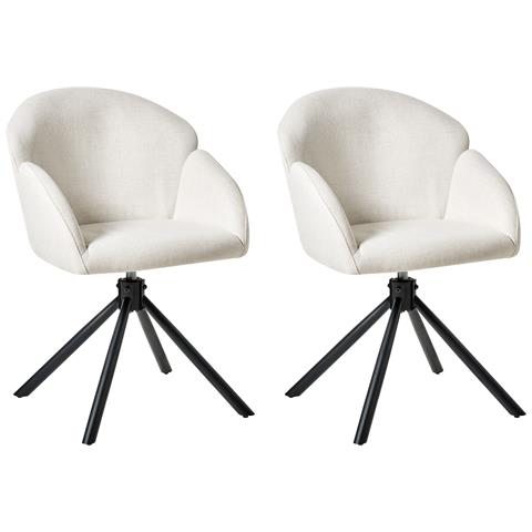 Set Di 2 Sedie Da Pranzo Maybee Tessuto Bianco Sporco - Foto 2