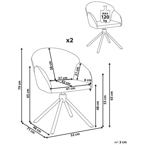 Set Di 2 Sedie Da Pranzo Maybee Tessuto Bianco Sporco - Foto 7