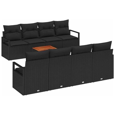 Set Divano da Giardino 9 pcs Nero - Foto 1