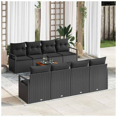 Set Divano da Giardino 9 pcs Nero - Foto 2