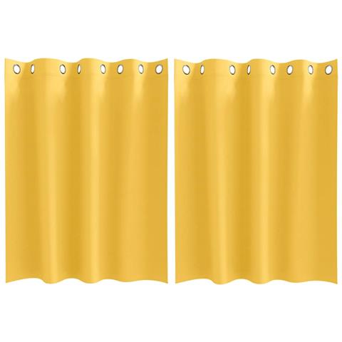 Tende con tende 2 pcs giallo senape Poliestere - Foto 1