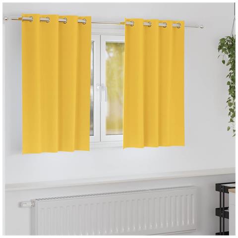 Tende con tende 2 pcs giallo senape Poliestere - Foto 2
