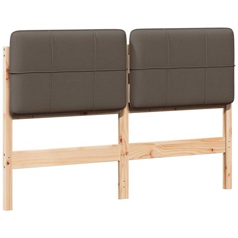 Testiera imbottita Marrone e taupe 140 cm Pino massello - Foto 1