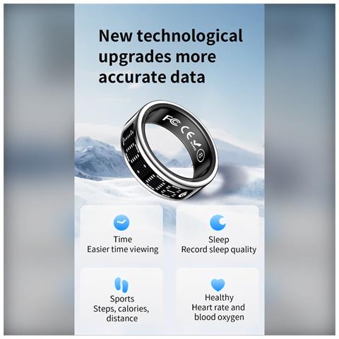 Smart Ring Con Display E Custodia Di Ricarica - Monitoraggio Fitness E Salute Silver 14 - Foto 7