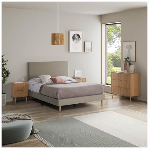 Testiera Aura Rivestita In Tessuto Beige 90x60 Cm - Foto 2