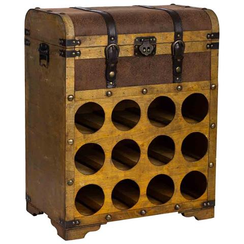 Baul Porta Bottiglie In Legno Marrone 45x28x59h Cm - Foto 1