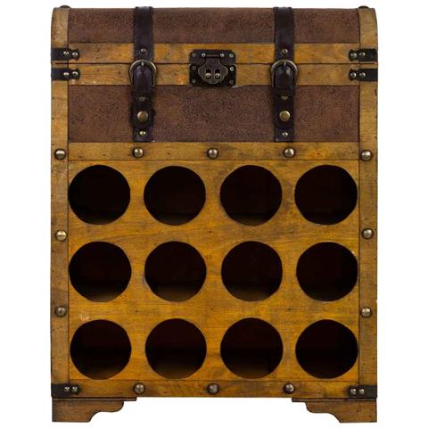 Baul Porta Bottiglie In Legno Marrone 45x28x59h Cm - Foto 2