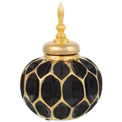 Vaso In Ceramica Nera E Oro, D16,5x23,5h Cm - Foto 2