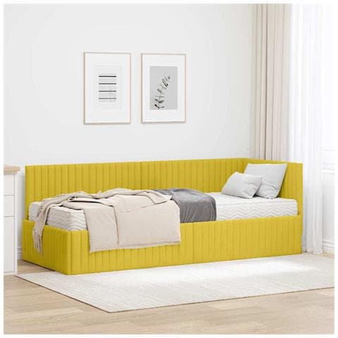 Struttura Letto Angolare con Materasso 2 pcs Giallo Velluto - Foto 2