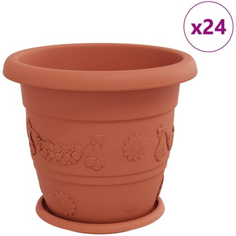 Vasi per Piante 24 pcs Rosso Mattone Ø 26 x 21.5 cm Plastica - Foto 1