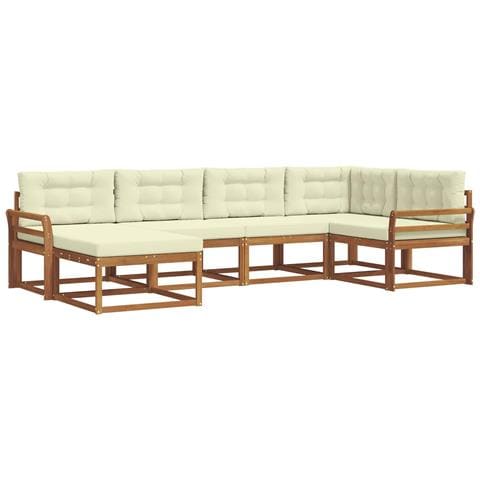 Set di divani da esterno con cuscino 6 pcs Naturale e Crema - Foto 1