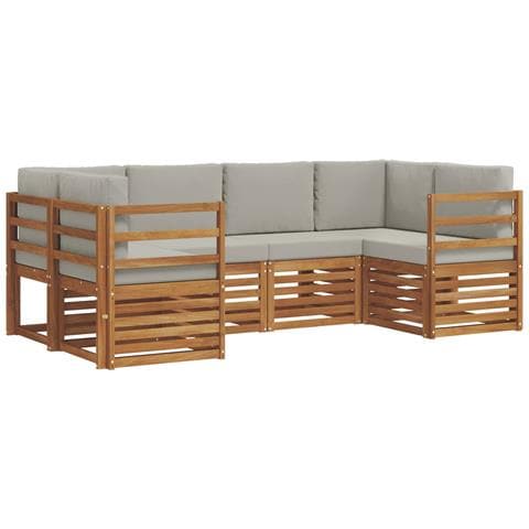 Set divani con cuscino 6 pcs Grigio Naturale e Chiaro - Foto 1