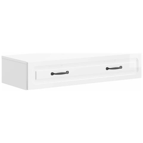 Tavolino da Parete Laterale Bianco Lucido 87,5 x 34,5 x 17 cm - Foto 1
