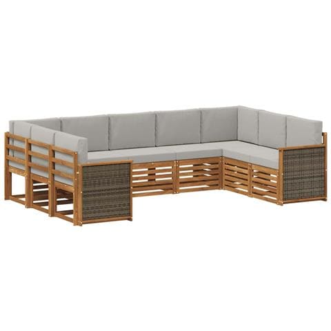 Set divano sezionale con cuscino 7 pcs Naturale e Grigio Chiaro - Foto 1