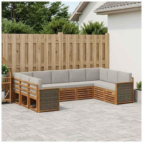 Set divano sezionale con cuscino 7 pcs Naturale e Grigio Chiaro - Foto 2