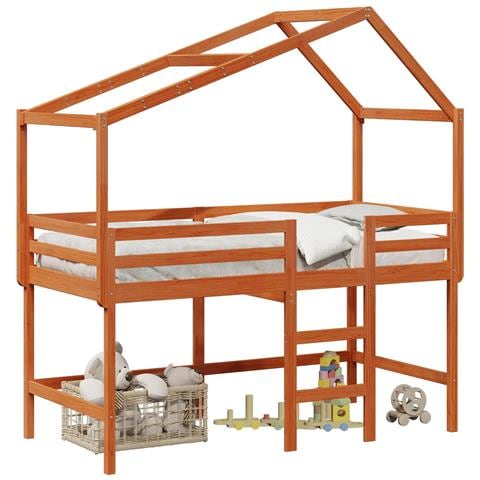 Struttura per letto soppalco Marrone Cera 90 x 190 cm - Foto 1