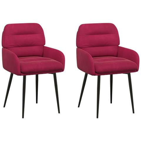 Sedie da pranzo 2 pcs Velluto (V) Rosso Vino 59 x 59,5 x 90 cm - Foto 1