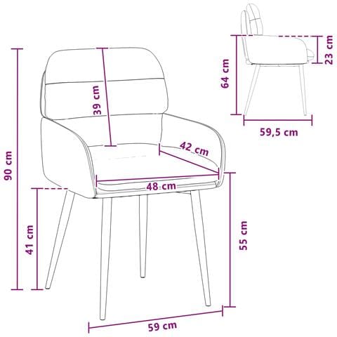 Sedie da pranzo 2 pcs Velluto (V) Rosso Vino 59 x 59,5 x 90 cm - Foto 7