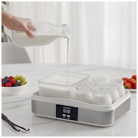 Yogurtiera 12 vasetti ELY120, 12 x 160 ml, Programmabile, in acciaio inox, Senza BPA, Lavabile in lavastoviglie, Arresto automatico, 21,5 W - Foto 2