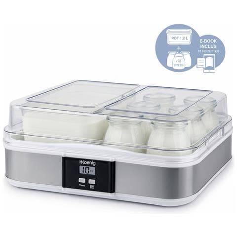 Yogurtiera 12 vasetti ELY120, 12 x 160 ml, Programmabile, in acciaio inox, Senza BPA, Lavabile in lavastoviglie, Arresto automatico, 21,5 W - Foto 5