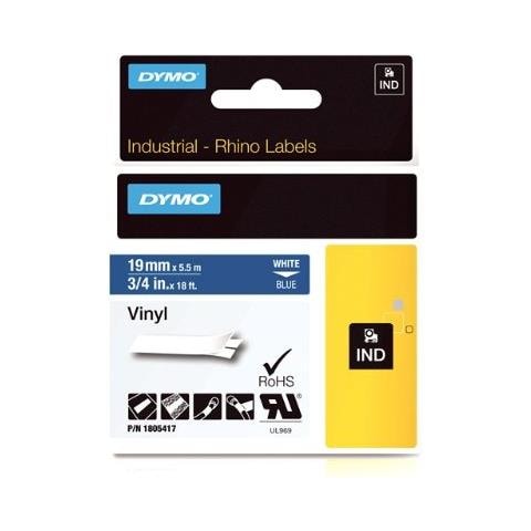 Nastro in Vinile per Etichettatrice Formato 19 mm x 5.5 m Bianco su Blu - Foto 2