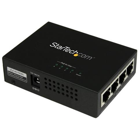Adattatore Iniettore midspan a 4 porte Gigabit Power over Ethernet (PoE) Montaggio a parete 30,8W - 802.3at / af - Foto 1