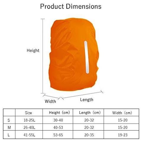 Copertura Antipioggia Impermeabile Lama 2pcs Per Lo Zaino Riflettente Antipioggia Protector Anti-polvere E Anti-furto S 18l-25l Nero Arancione - Foto 2