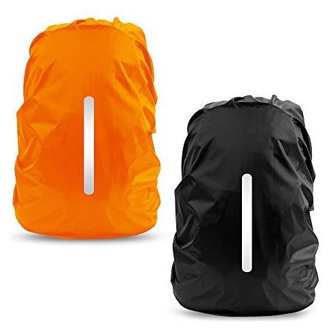 Copertura Antipioggia Impermeabile Lama 2pcs Per Lo Zaino Riflettente Antipioggia Protector Anti-polvere E Anti-furto S 18l-25l Nero Arancione - Foto 1