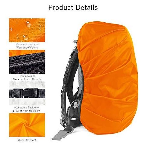 Copertura Antipioggia Impermeabile Lama 2pcs Per Lo Zaino Riflettente Antipioggia Protector Anti-polvere E Anti-furto S 18l-25l Nero Arancione - Foto 4