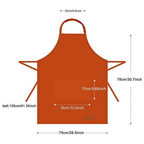 2 Confezioni Grembiule Da Cucina Impermeabile Regolabile Chef Grembiule Con Tasche Per La Casa Ristorante Artigianato Giardino Barbecue Scuola Coffee House Grembiule Per Donne Degli Uomini (arancione)  - Foto 2