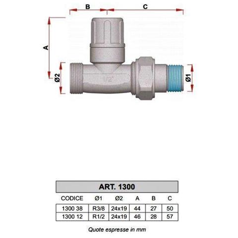 Detentore Diritto Cromato Codice 1300 12 Misura 1/2"" Attacco Intercambiabile Rame - Plastica - E Multistrato - Foto 2